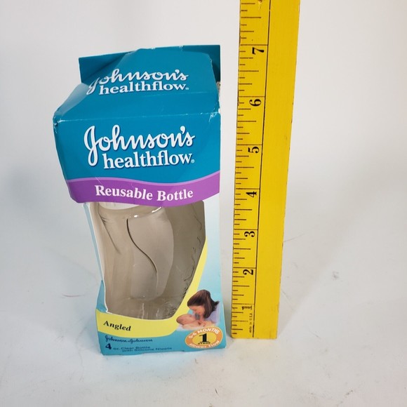 New NOS 2000 Johnson's Healthflow Angled Baby Bottle Stage 1 Slower Flow - Picture 2 of 9